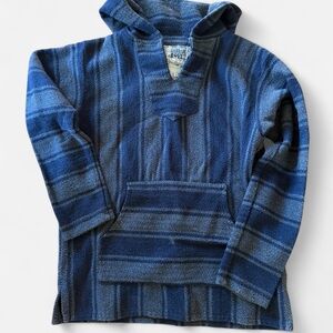 Vintage Señor Lopez Baja Hoodie Large Blue Jerga Drug Rug 90s Surf Boho - Mexico
